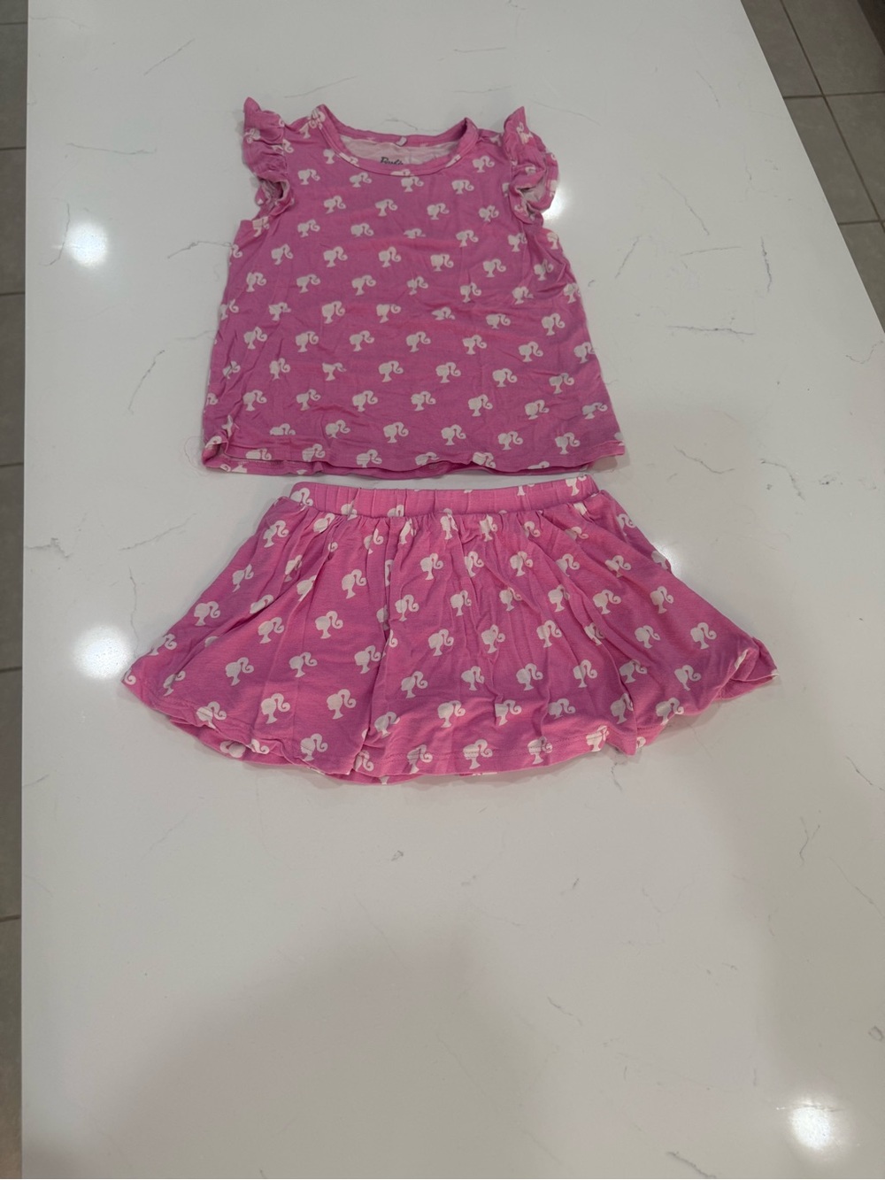 Poshmark X Barbie Girls Pink 2-Piece Skirt & Top Set | Ruffle Sleeves